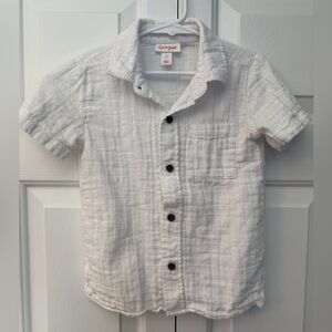Cat & Jack Toddler Boys Woven Shirt Short Sleeve Size 5T White